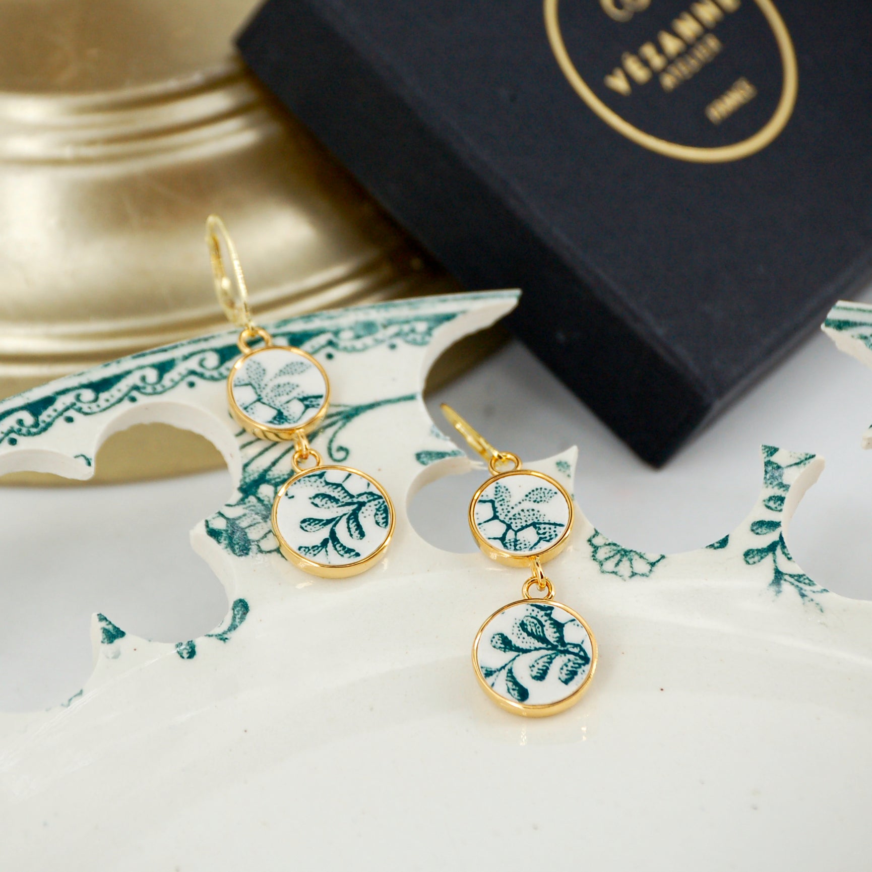 Boucles d'oreilles "Délicat branchage", finition or
