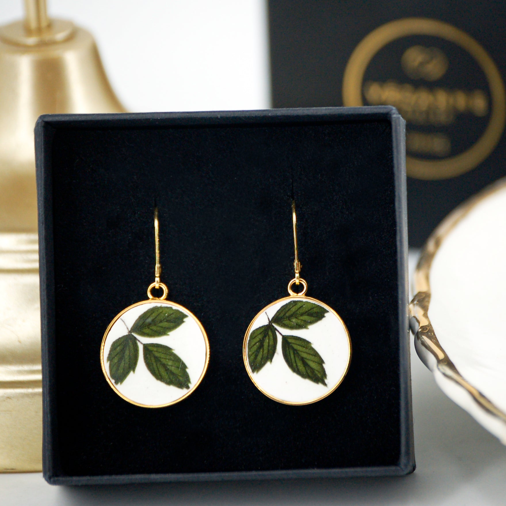 "Leaves in the Wind" earrings, gold finish
