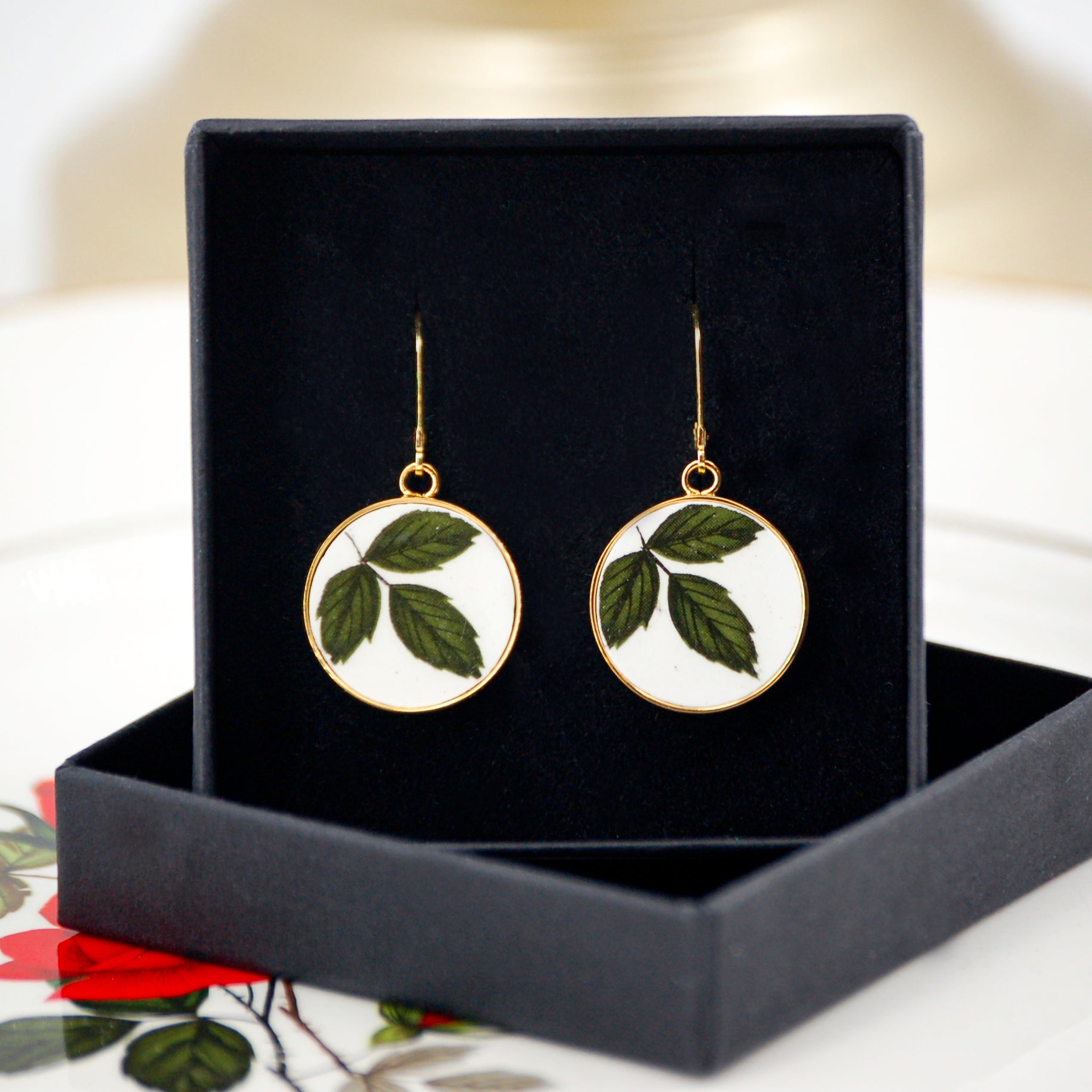 "Leaves in the Wind" earrings, gold finish