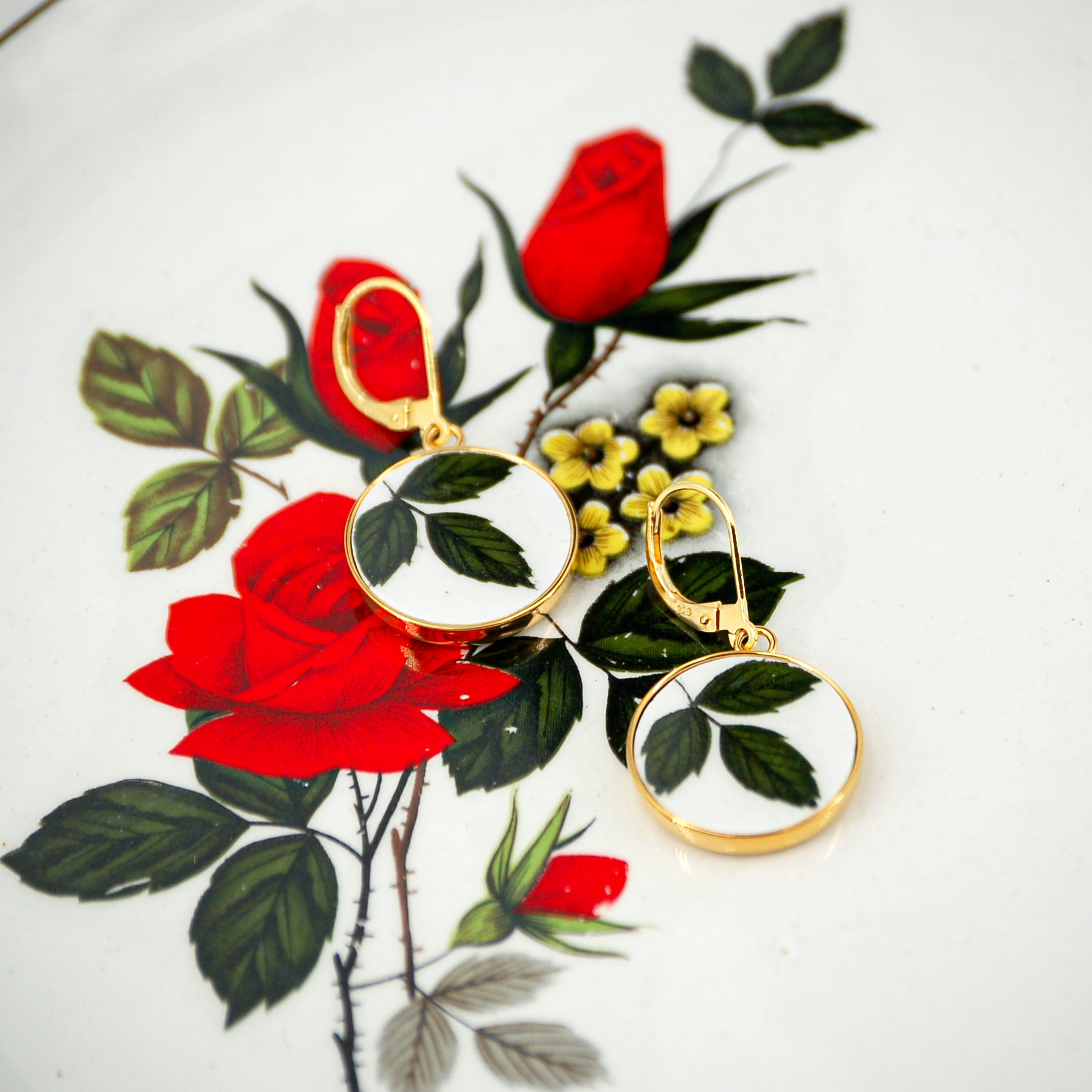 "Leaves in the Wind" earrings, gold finish