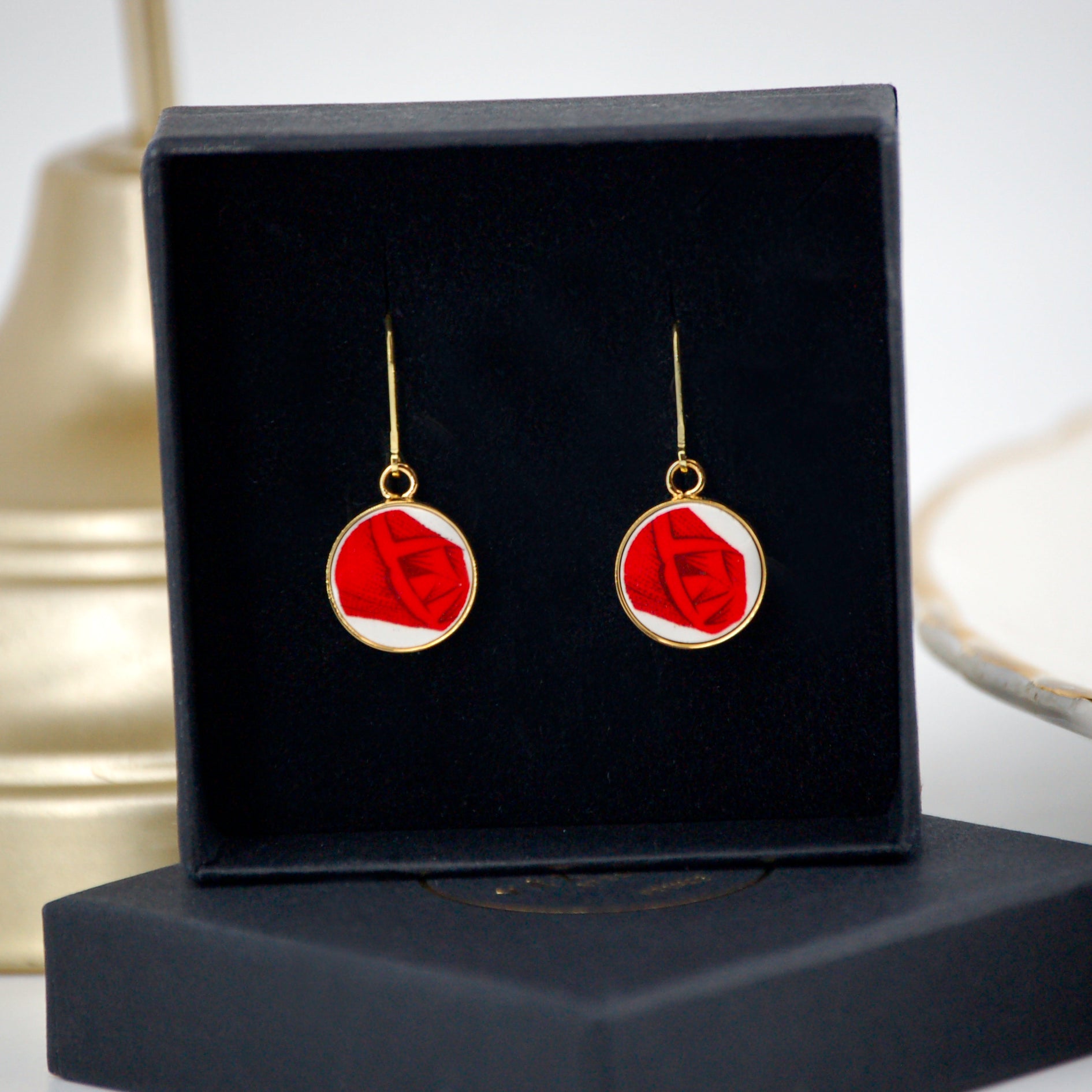 "Rose Heart" earrings, gold finish