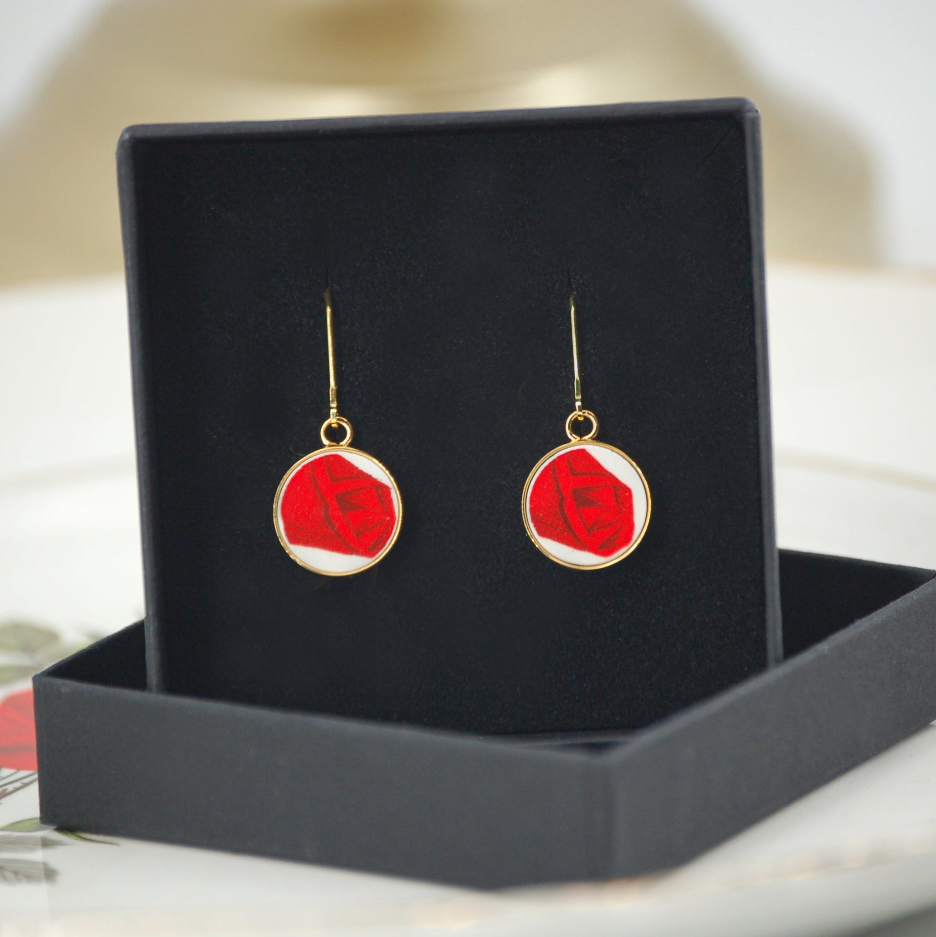 "Rose Heart" earrings, gold finish