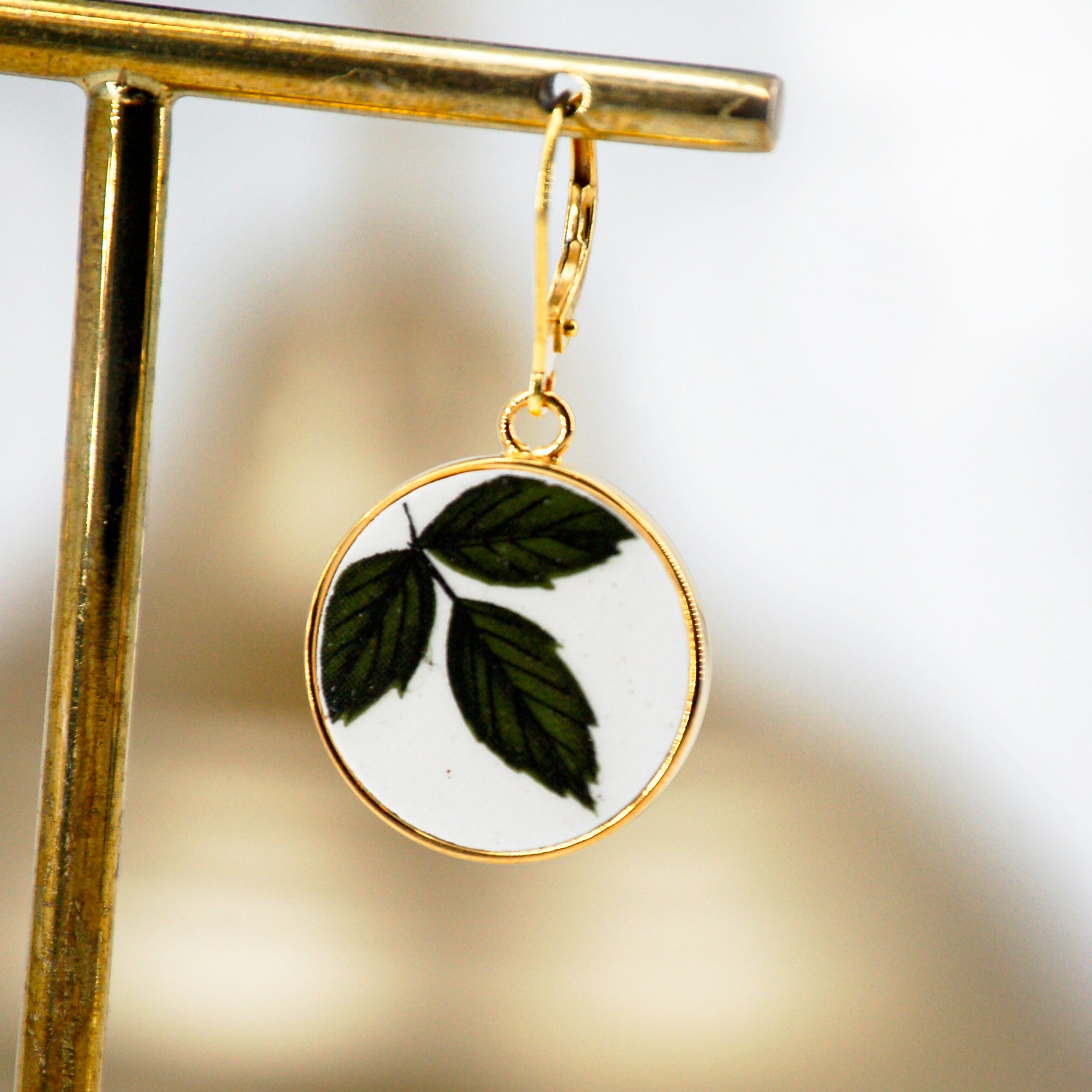 "Leaves in the Wind" earrings, gold finish