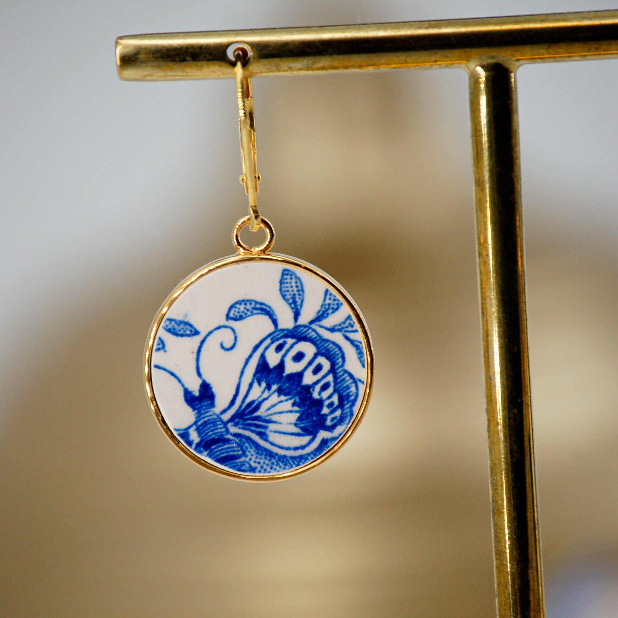 Boucles d'oreilles "Aile de papillon", finition or