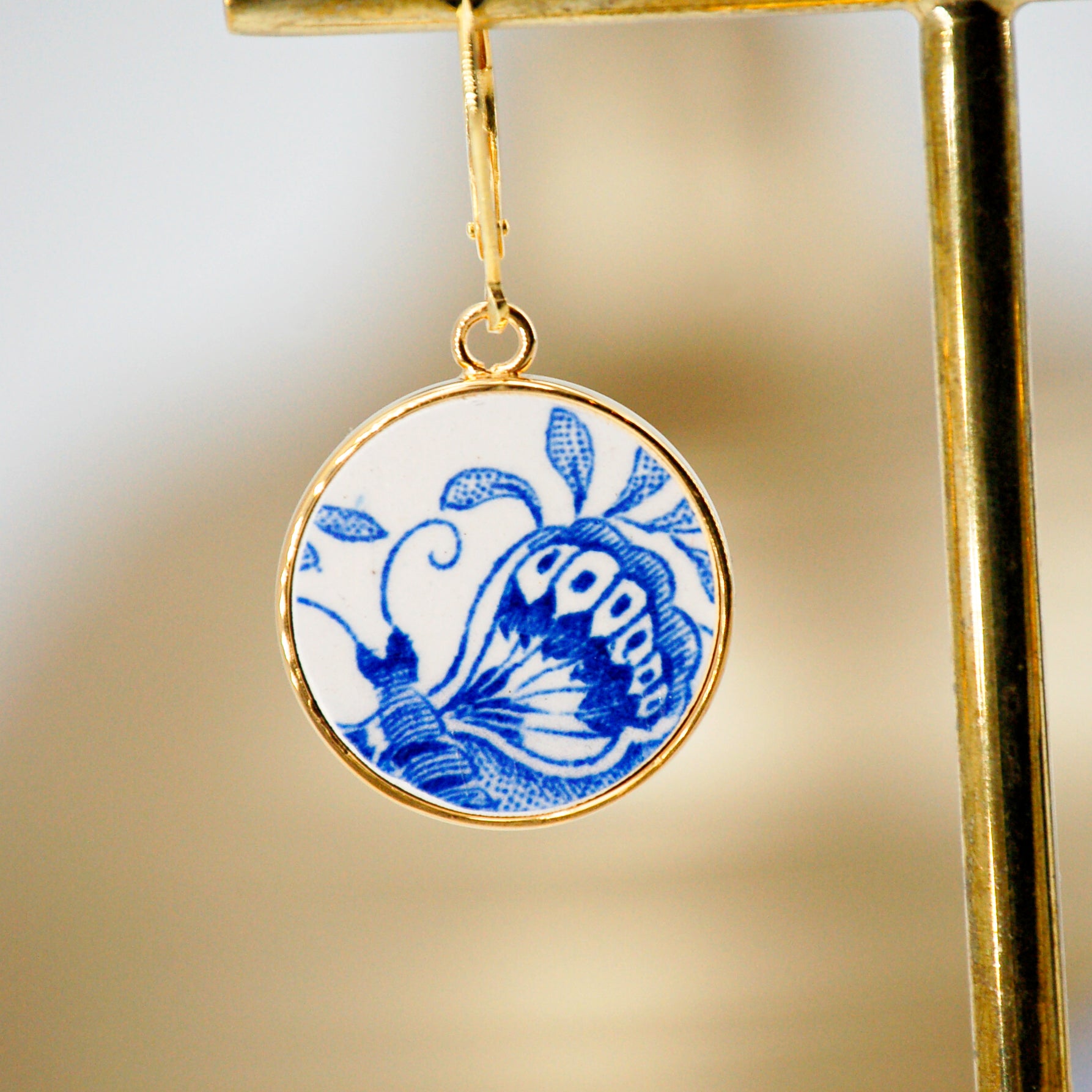 Boucles d'oreilles "Aile de papillon", finition or