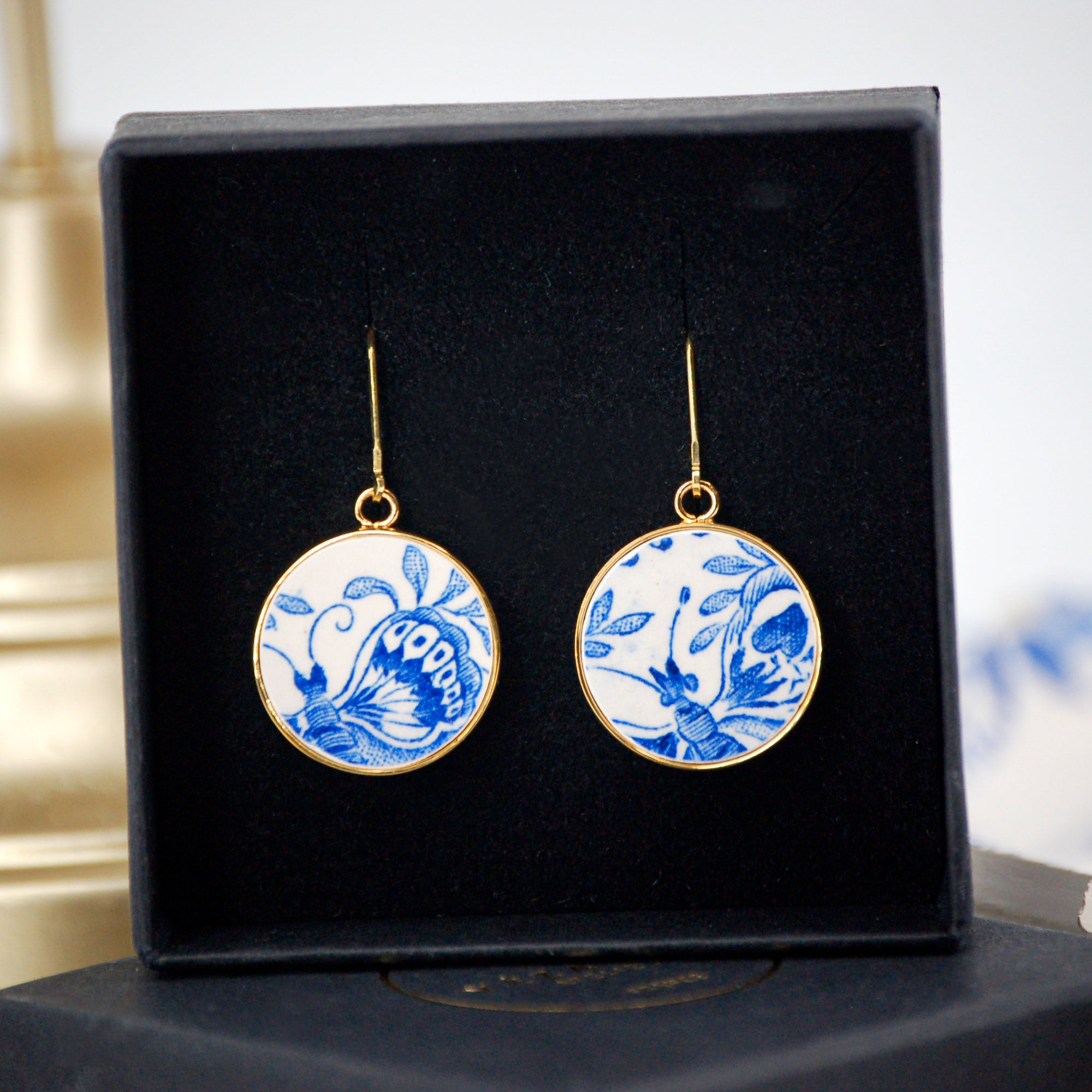 Boucles d'oreilles "Aile de papillon", finition or