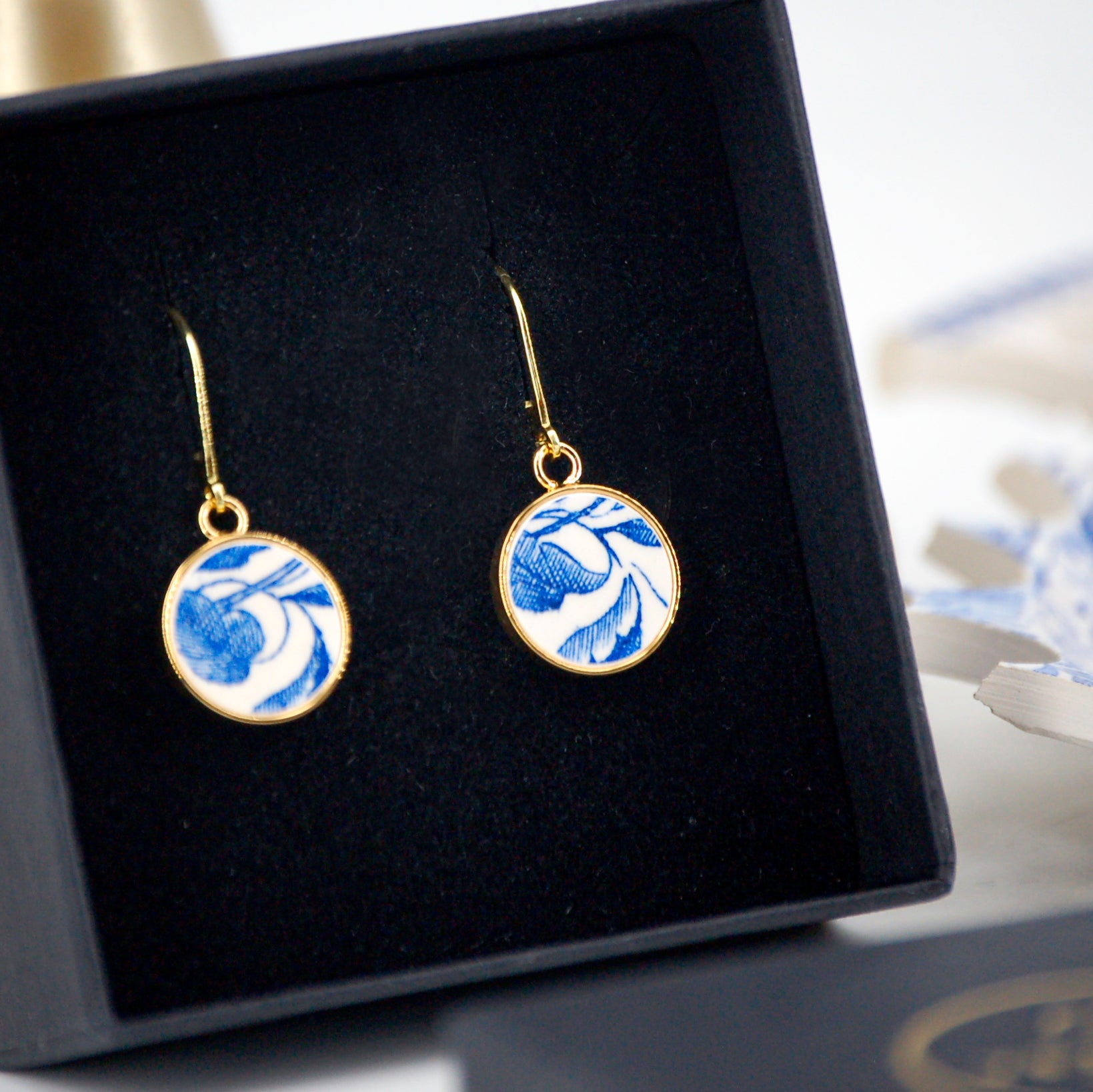 Boucles d'oreilles "Feuilles bleues"