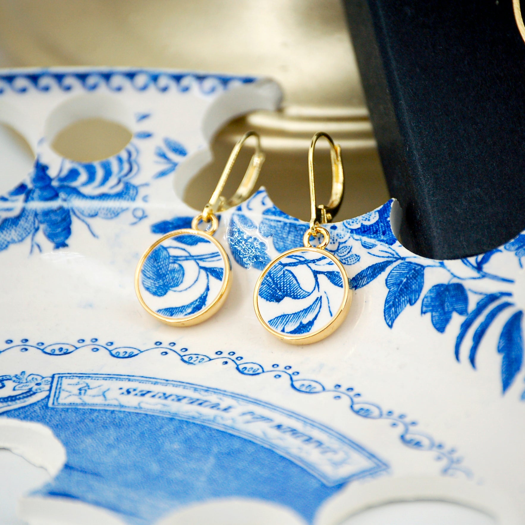 Boucles d'oreilles "Feuilles bleues"