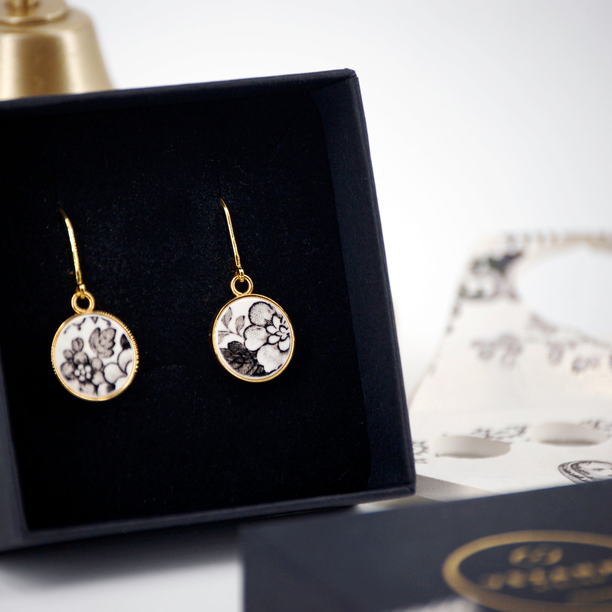 Earrings "Composition between realism and abstraction", gold finish