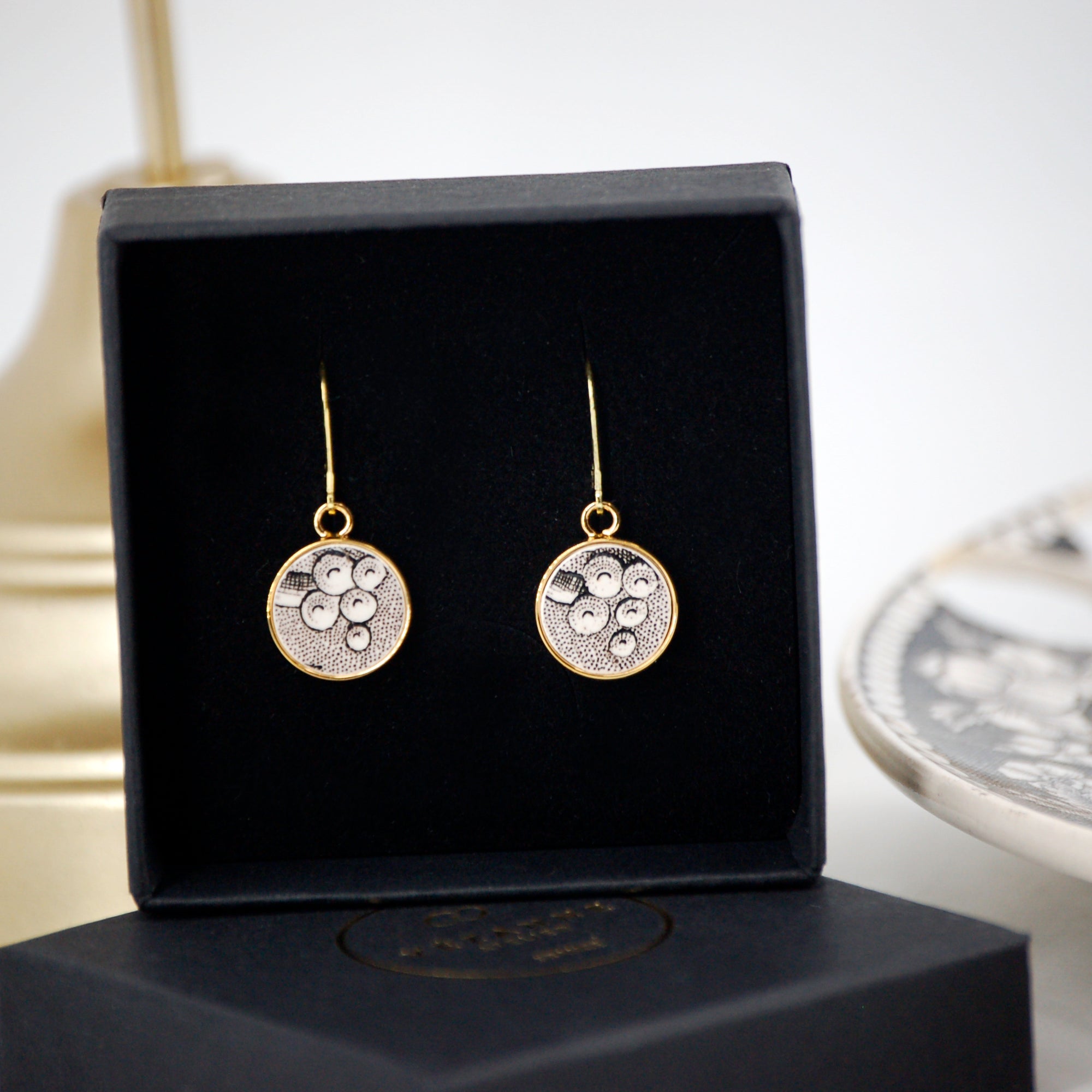 Earrings "Composition between realism and abstraction", gold finish