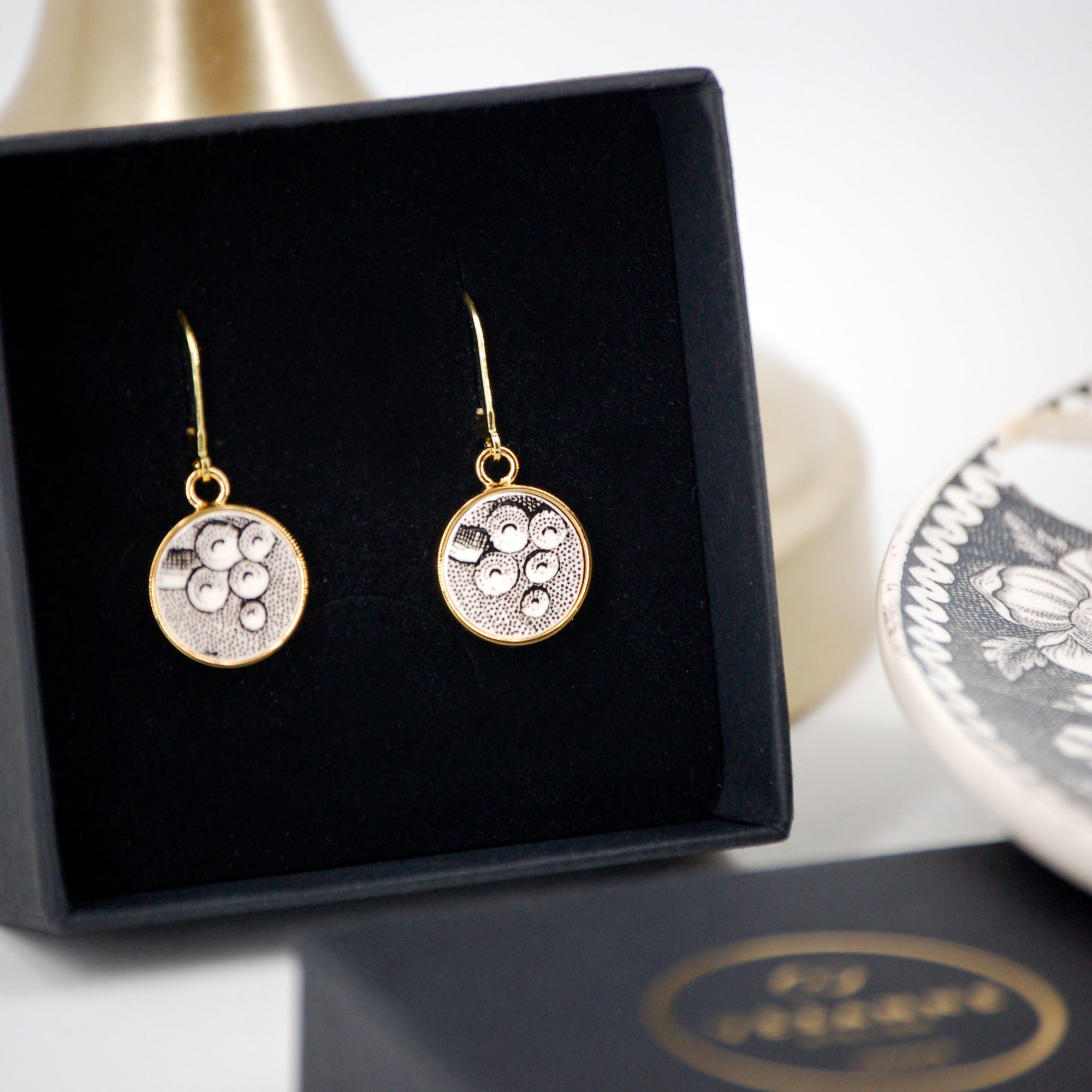 Earrings "Composition between realism and abstraction", gold finish