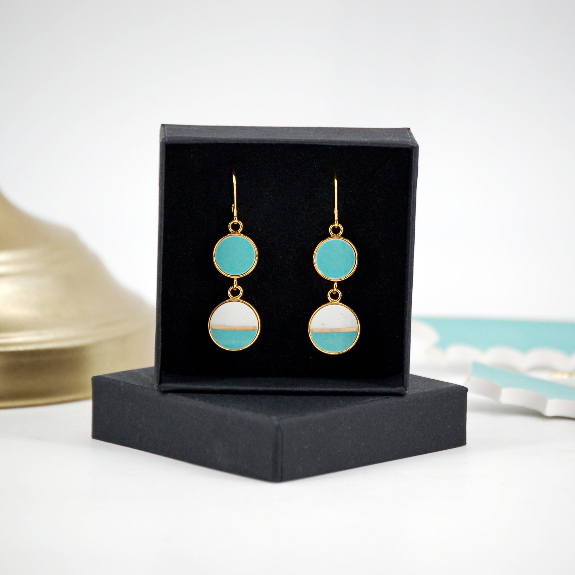 "On the Horizon" earrings, gold finish