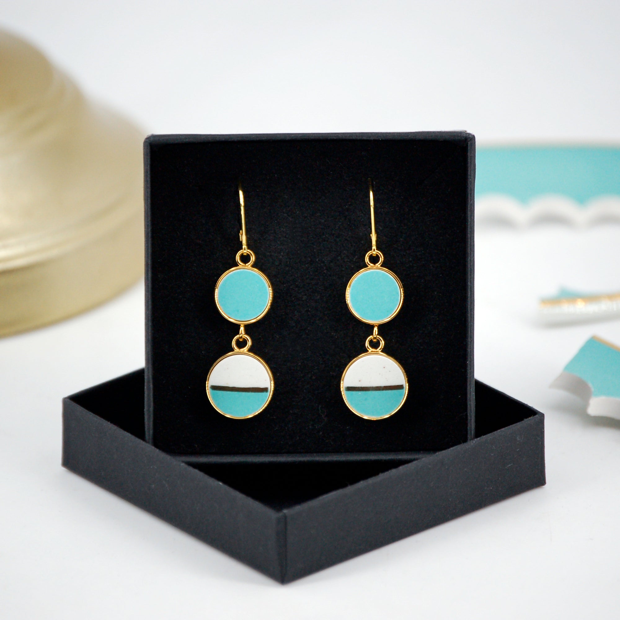 "On the Horizon" earrings, gold finish