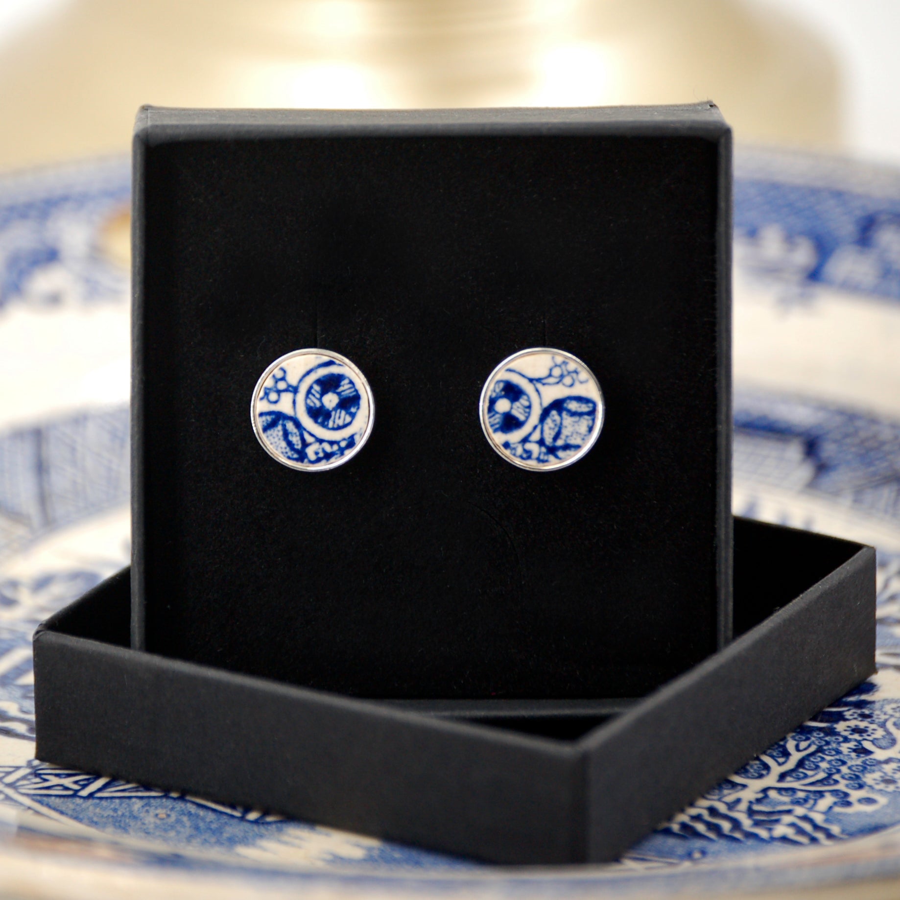 "Blue Circles" cufflinks, silver finish