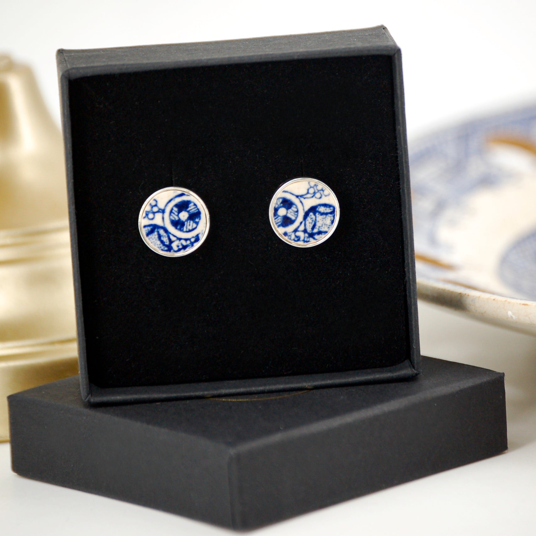 "Blue Circles" cufflinks, silver finish
