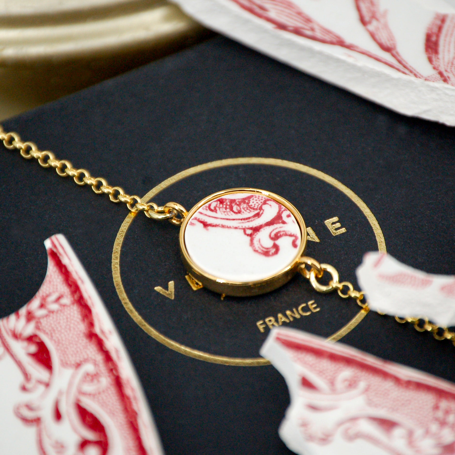 Bracelet ajustable "Volute en vieux rose"