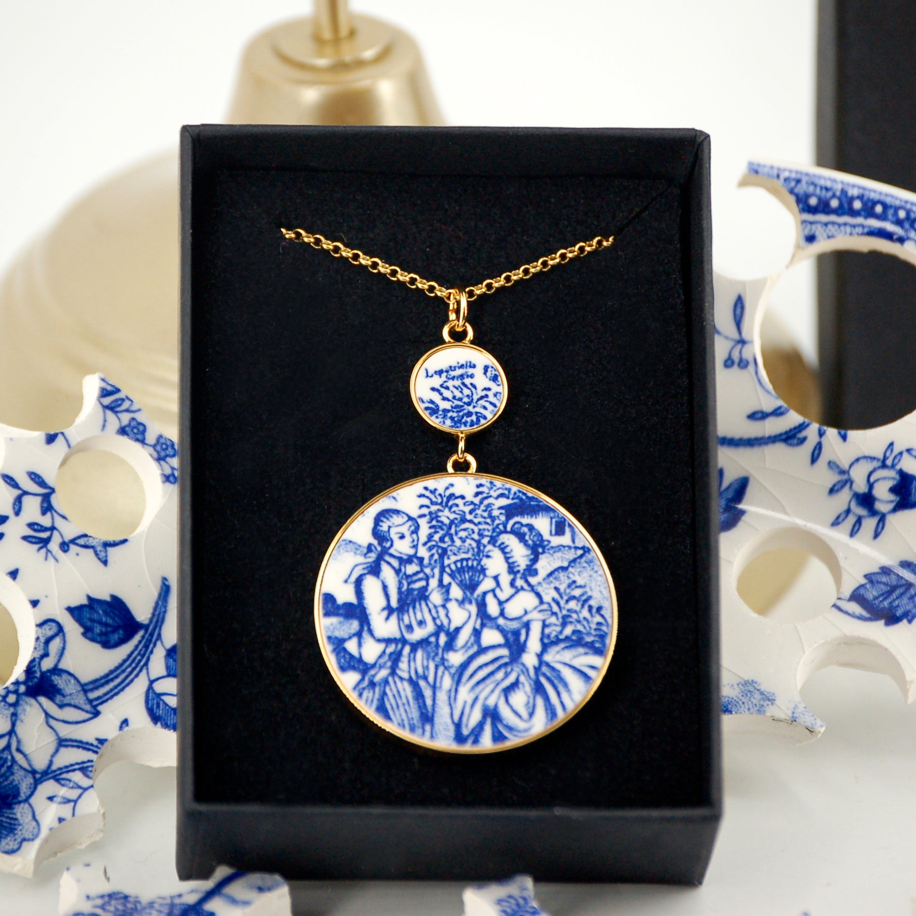 "Hibiscus Flower and Pistil" Pendant, Gold Finish