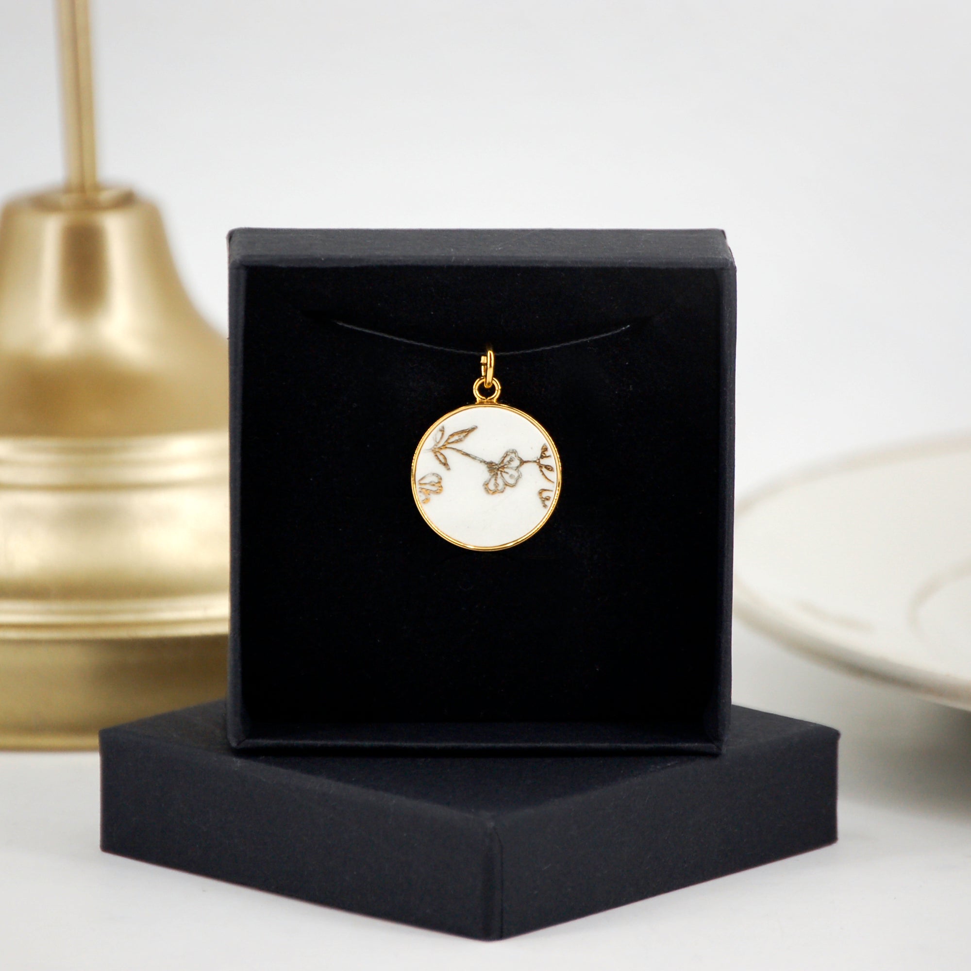 "Small Golden Flowers" Pendant, Gold Finish