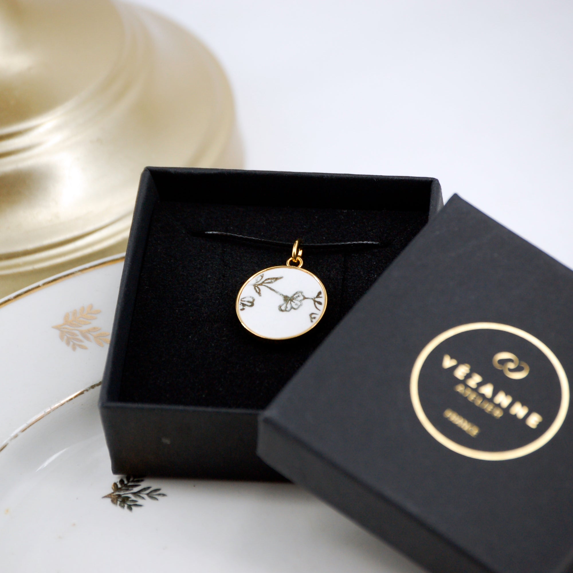 "Small Golden Flowers" Pendant, Gold Finish