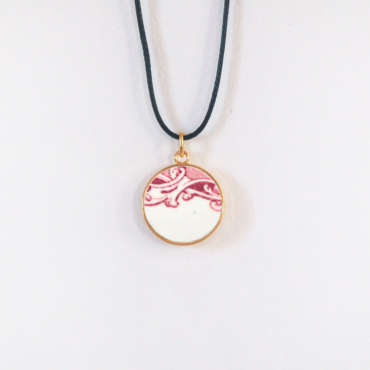Pendentif "Volutes roses", finition or