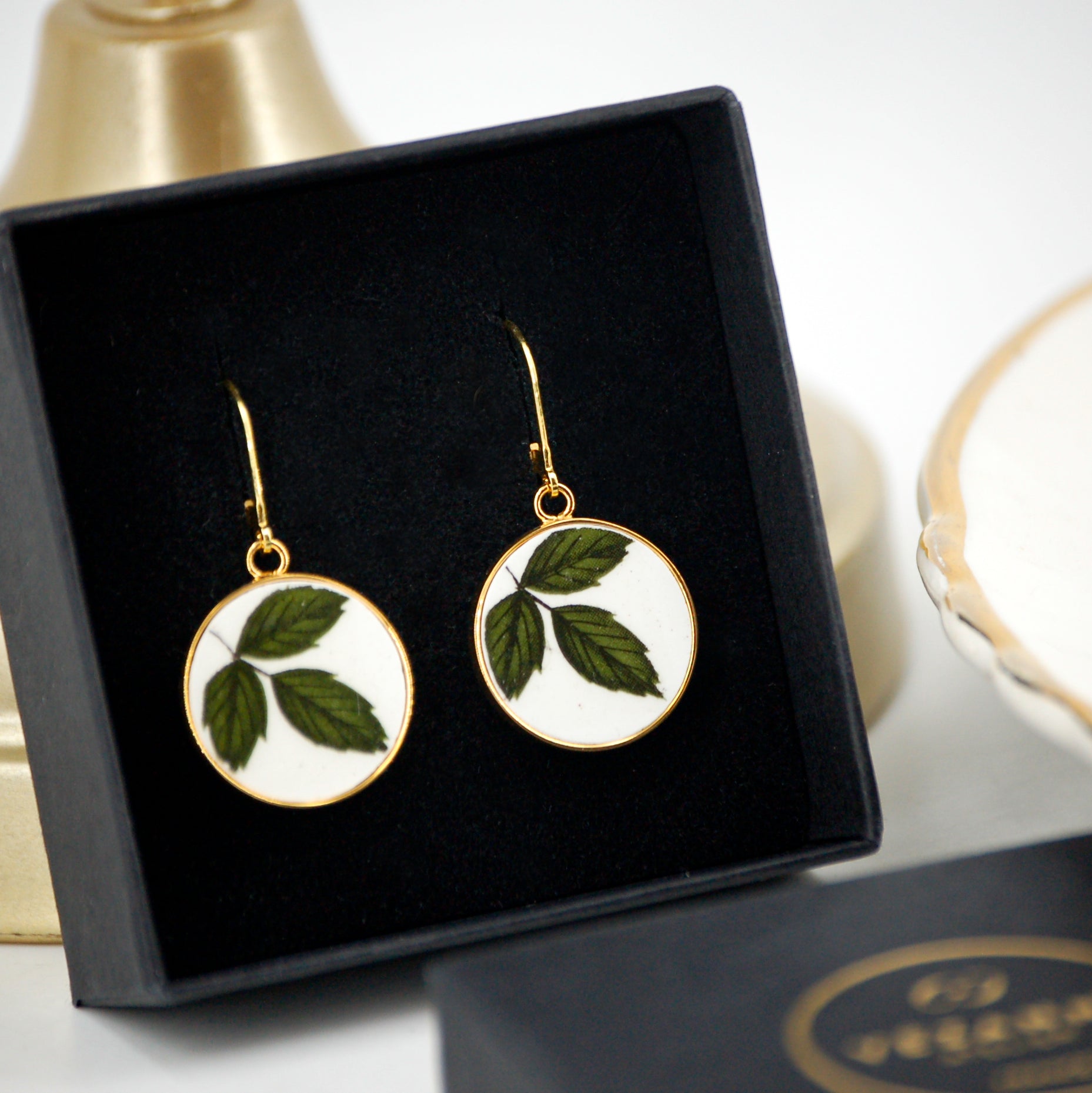 "Leaves in the Wind" earrings, gold finish