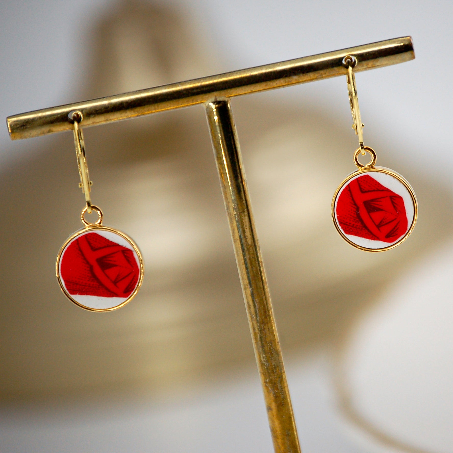 "Rose Heart" earrings, gold finish