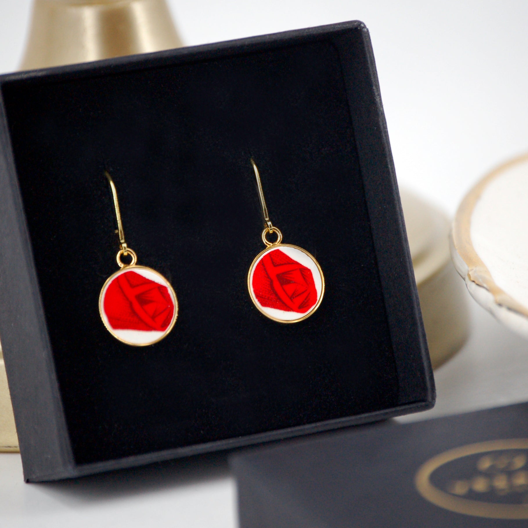 "Rose Heart" earrings, gold finish