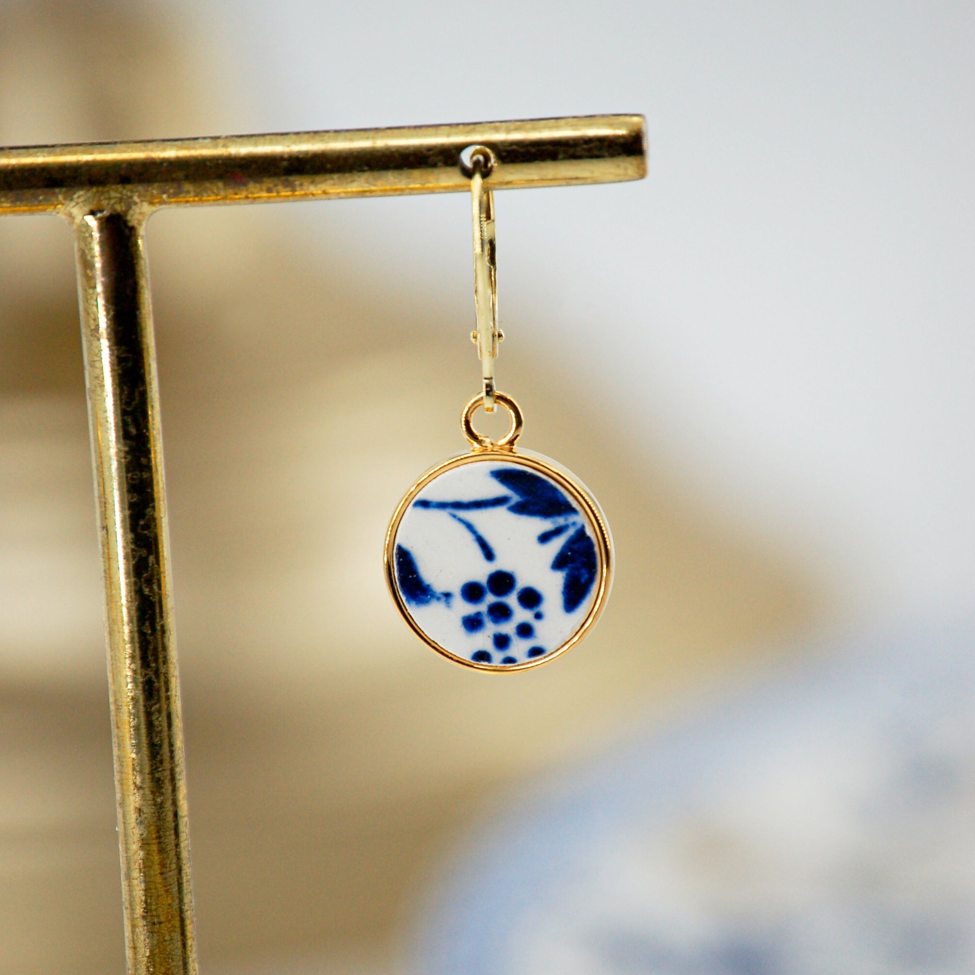 "Cornflower Cluster" earrings, gold finish
