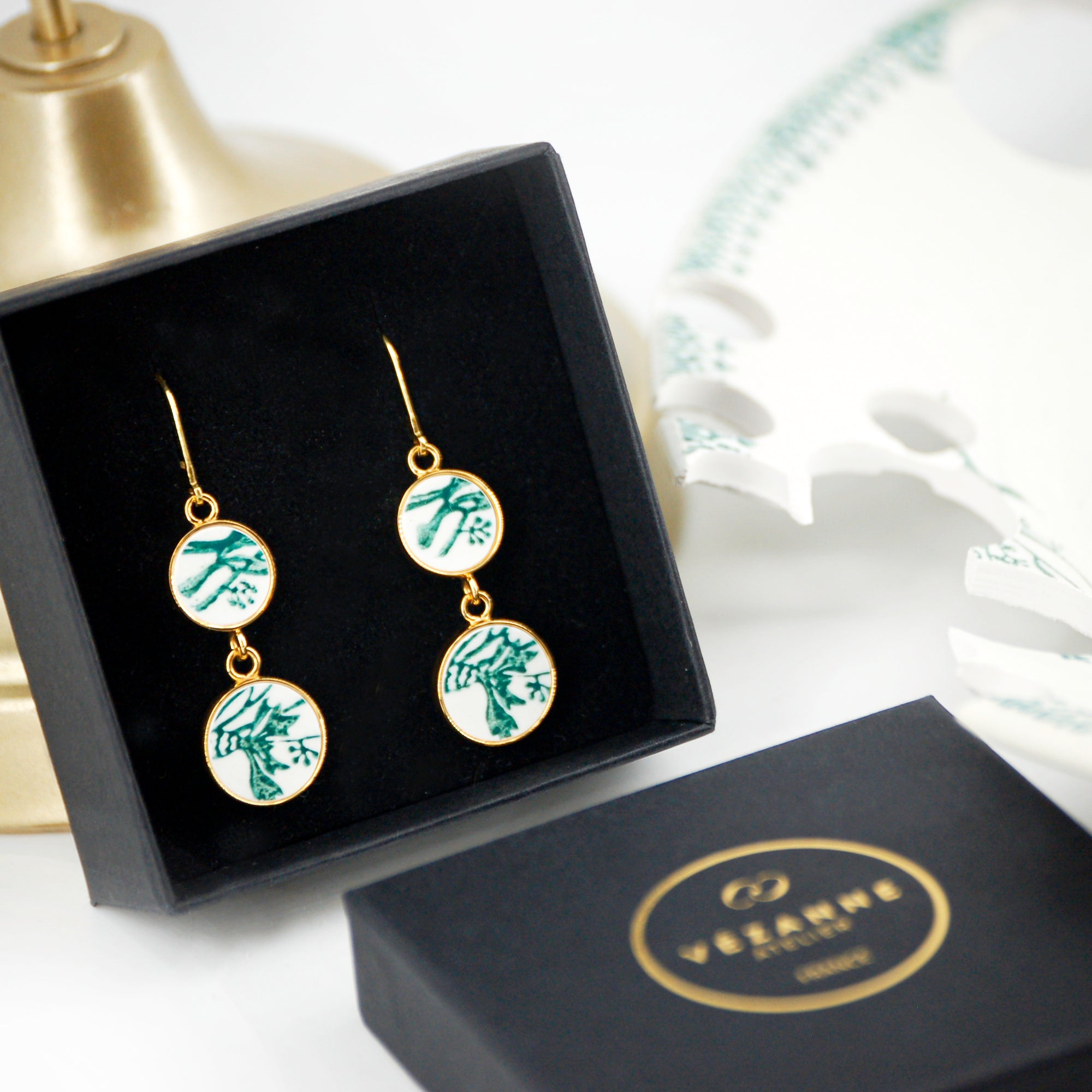 "Cornflower" earrings, gold finish