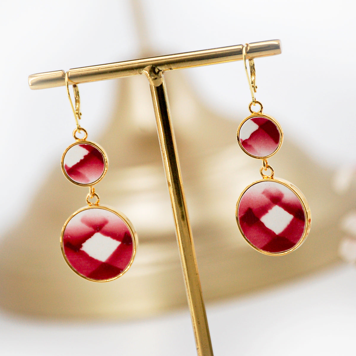 "Geometric Composition" earrings, gold finish