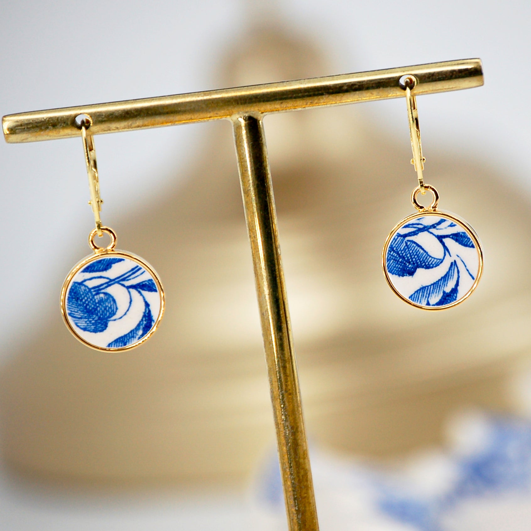 Boucles d'oreilles "Feuilles bleues"