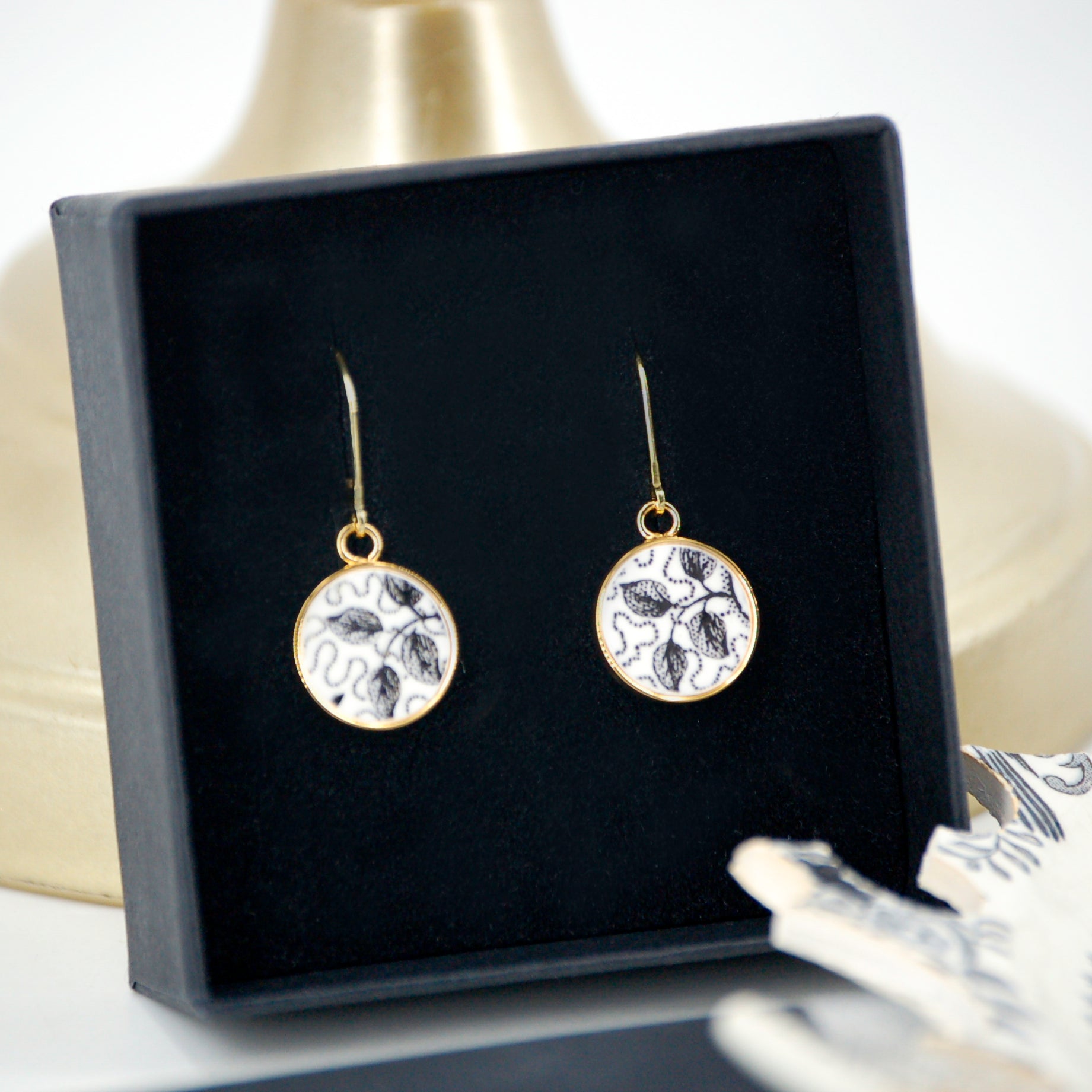 Earrings "Composition between realism and abstraction", gold finish