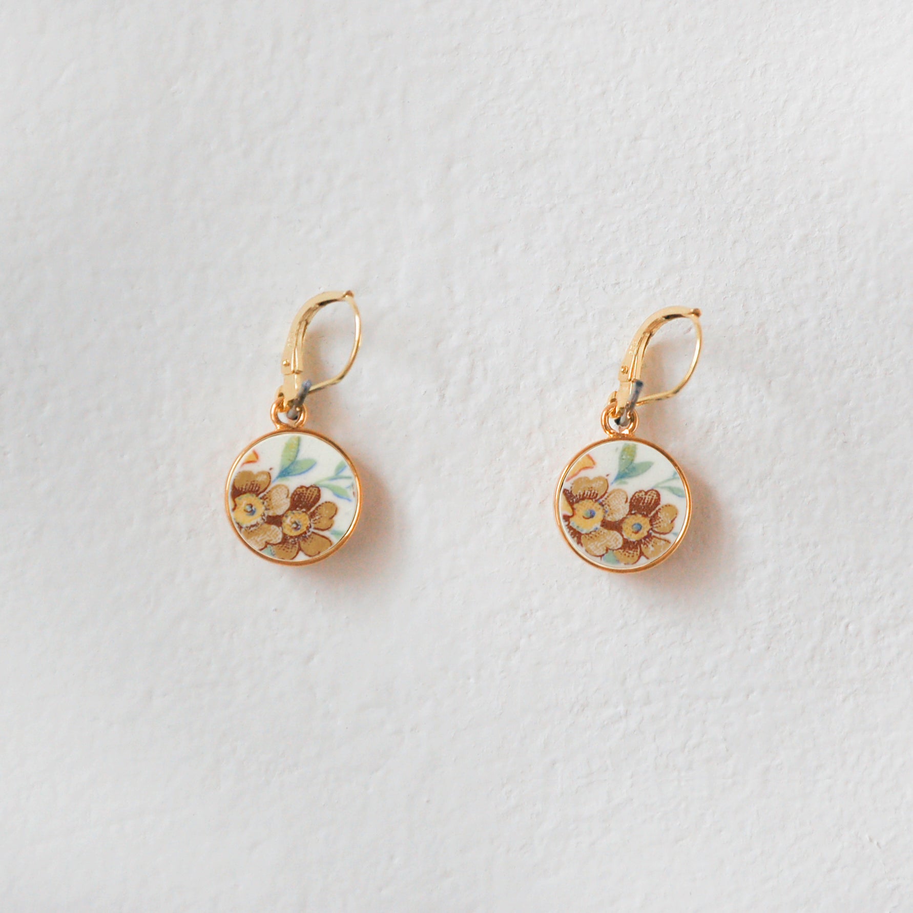 Boucles d'oreilles "Petites fleurs automnales", finition or