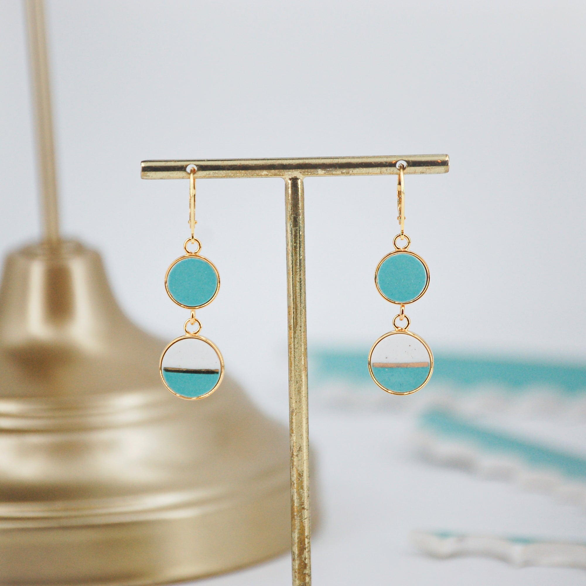 "On the Horizon" earrings, gold finish