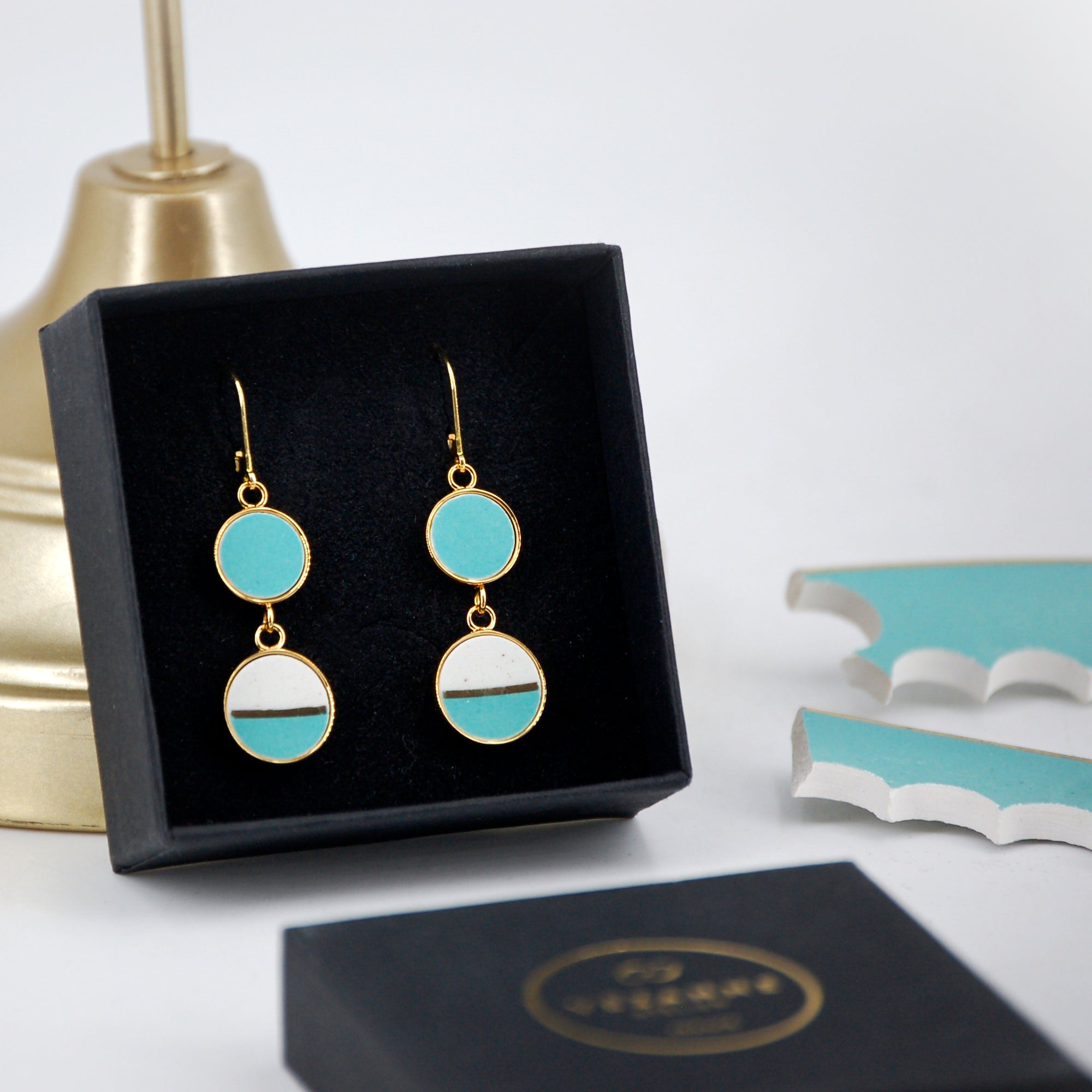 "On the Horizon" earrings, gold finish