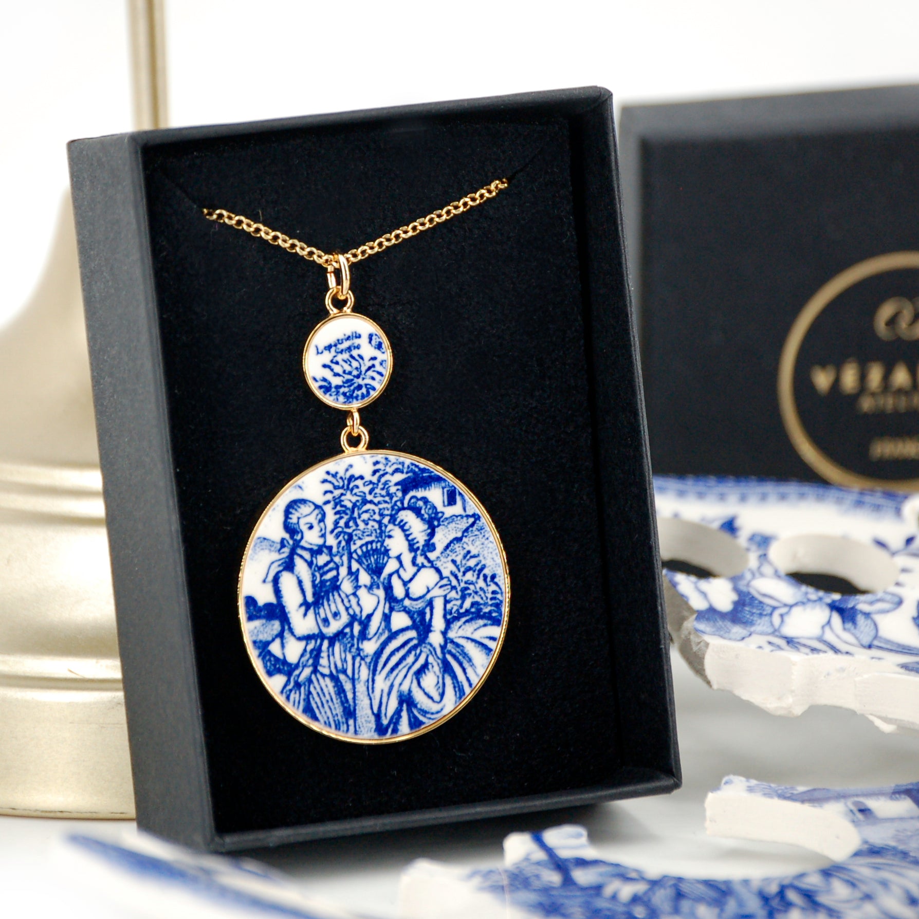 "Hibiscus Flower and Pistil" Pendant, Gold Finish