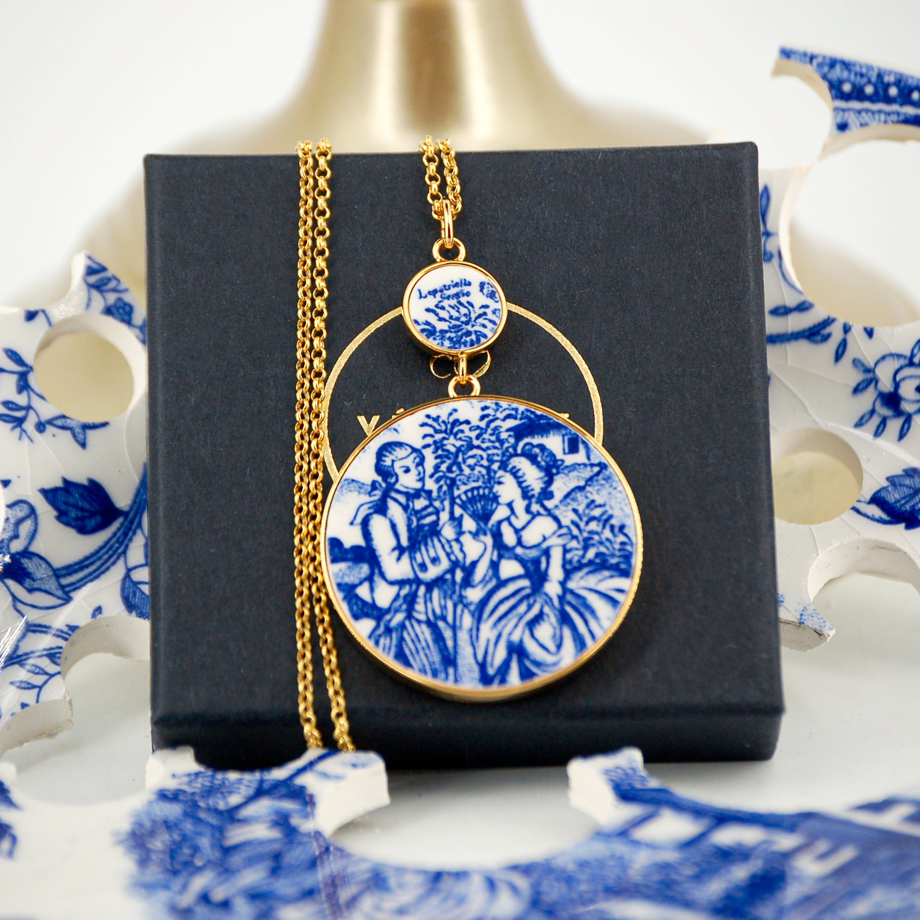 "Hibiscus Flower and Pistil" Pendant, Gold Finish