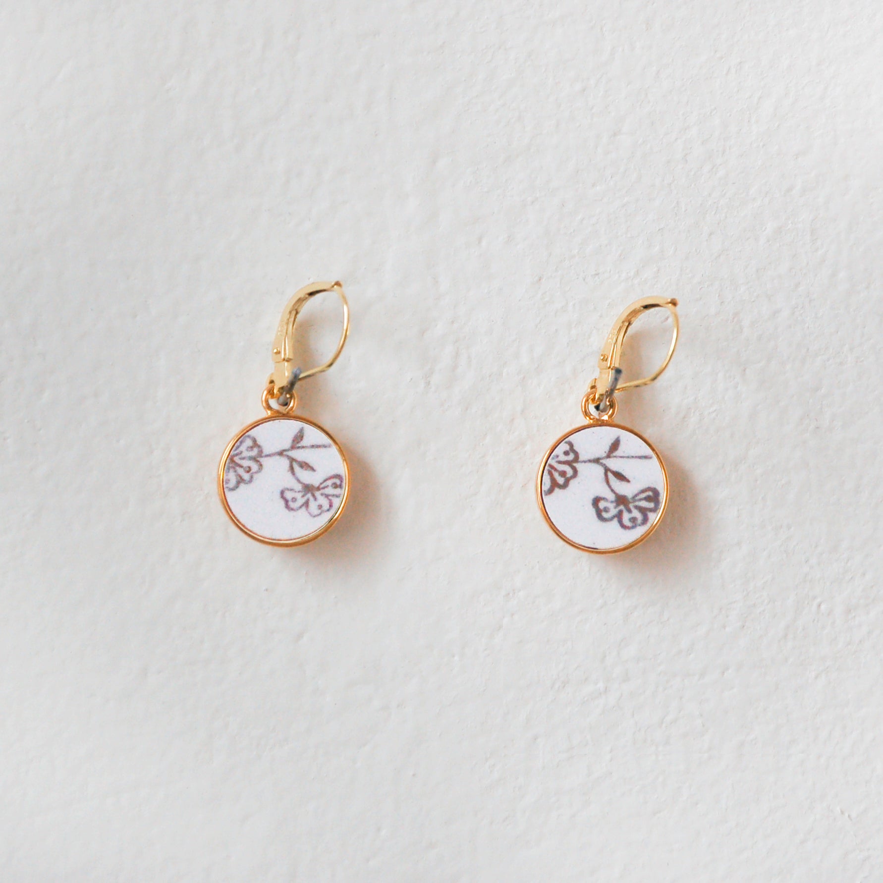 Boucles d'oreilles "Fleurs dorées", finition or